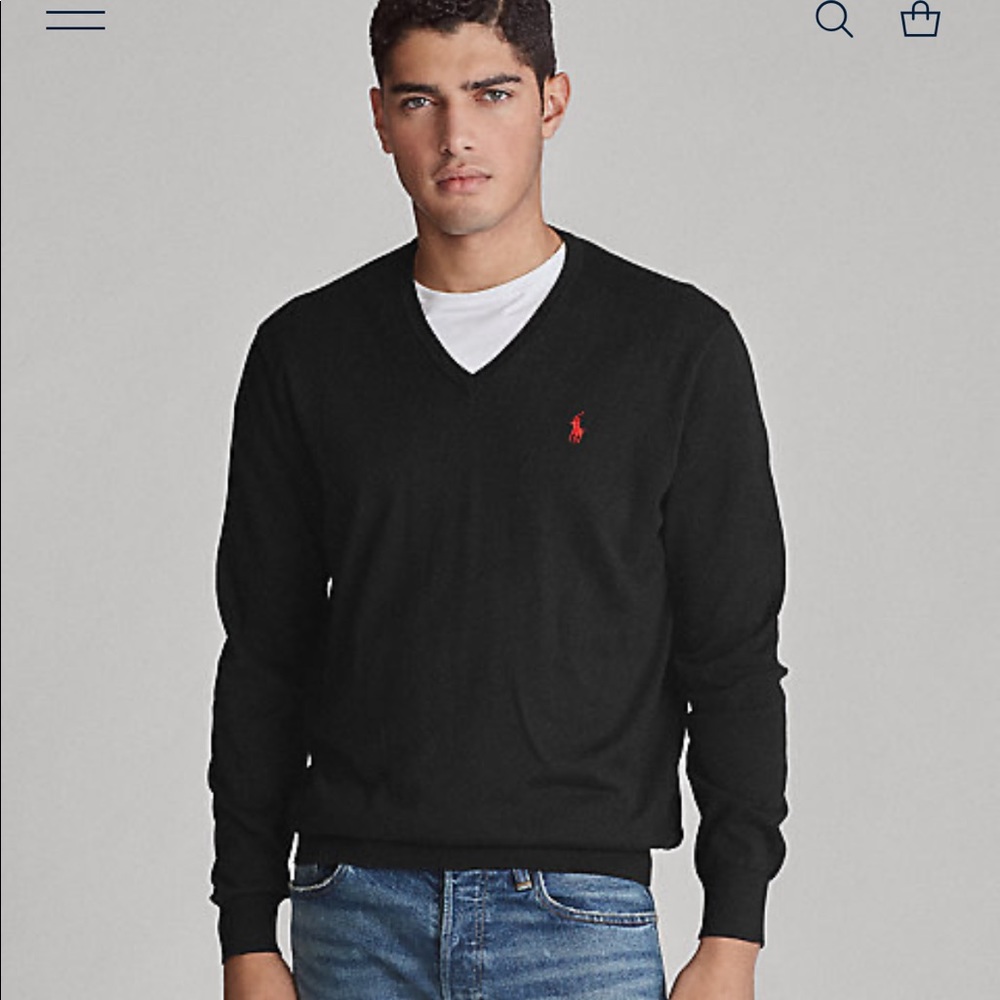 Men’s Polo vneck sweater, black